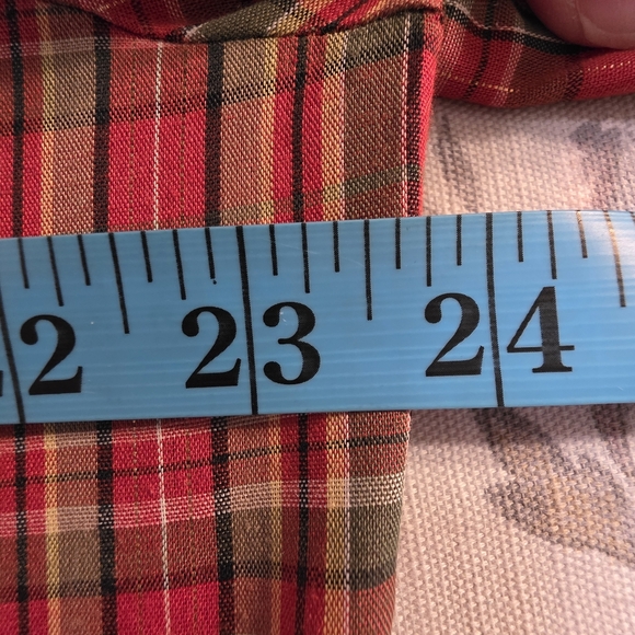 Vintage 70s Land & Sea Plaid Blouse Metallic Thread Made in USA - Picture 8 of 10